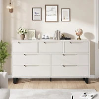 gaomon 7-Drawer Dresser for Bedroom, 55" Wide Freestanding Wooden Storage Chest for Living Room & Entryway