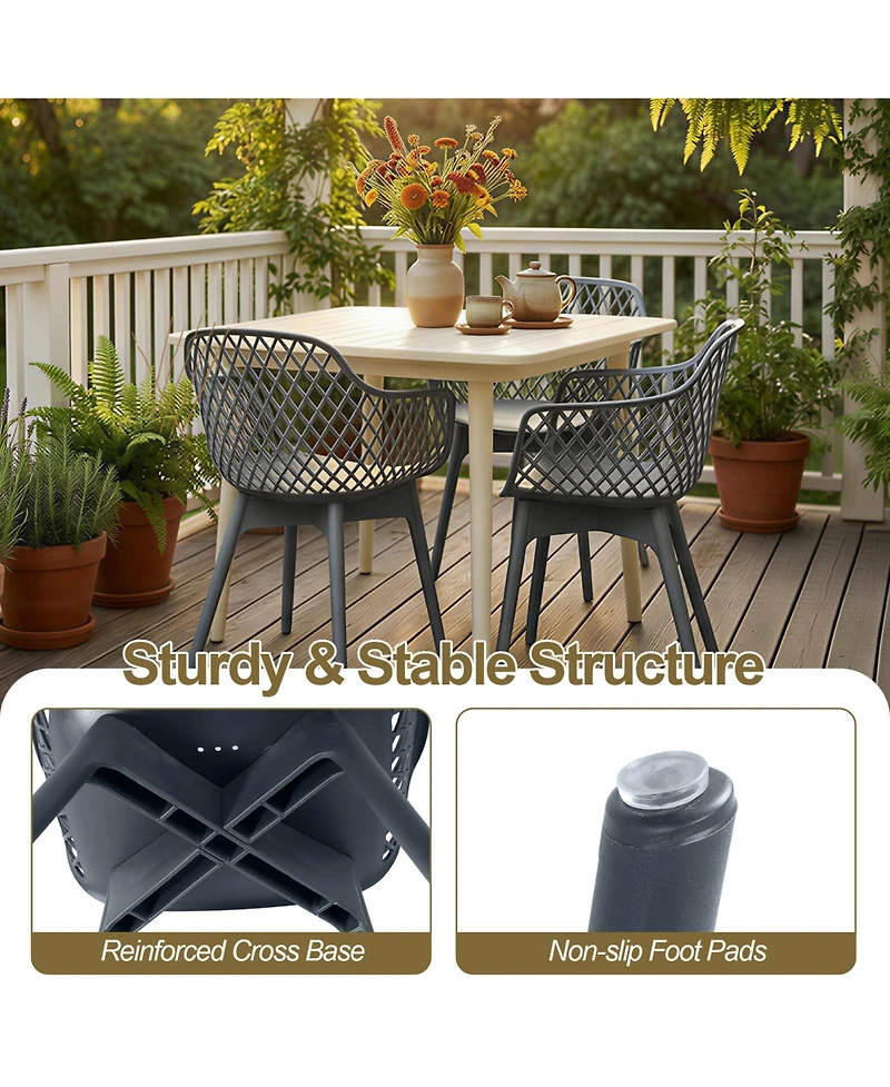 Aoodor Modern Dining Chairs Set of 2, Weather-Resistant Plastic Cafe with Ergonomic Back and Non-Slip Pad, Suitable for Patio, Restaurant