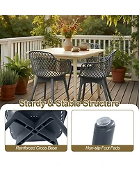 Aoodor Modern Dining Chairs Set of 2, Weather-Resistant Plastic Cafe with Ergonomic Back and Non-Slip Pad, Suitable for Patio, Restaurant