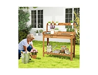 Slickblue Garden Workstation Table with Drawer and Storage Shelves