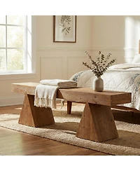 Tribesigns 63" Solid Wood Bench, Rustic Indoor End of Bed Bench