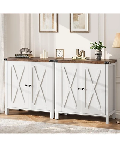 gaomon Small Storage Cabinet 2 Piece, Farmhouse Sideboard Buffet with 2 Doors & Adjustable Shelves, Entryway Console Cabinet for Living Room