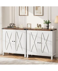 gaomon Small Storage Cabinet 2 Piece, Farmhouse Sideboard Buffet with 2 Doors & Adjustable Shelves, Entryway Console Cabinet for Living Room