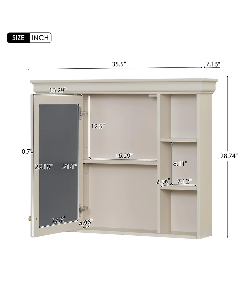 Sillysis 36'' Luxury Bathroom Vanity Set with Mirror Cabinet, Solid Wood & Mdf, Large Storage Shelf for Modern Bathrooms