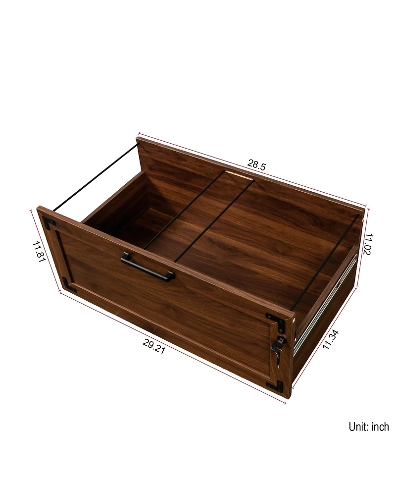 Rainsken 2 Drawer File Cabinet, Home Office Filing Organizer, Wood Lateral Filing Cabinet with Lock for Letter/Legal/A4/F4