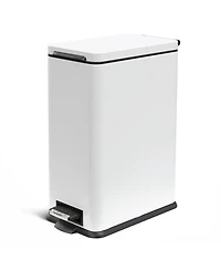 Home Zone Living 8 Gallon Slim Stainless Steel Kitchen Trash Can with Step Pedal and Soft Close Lid