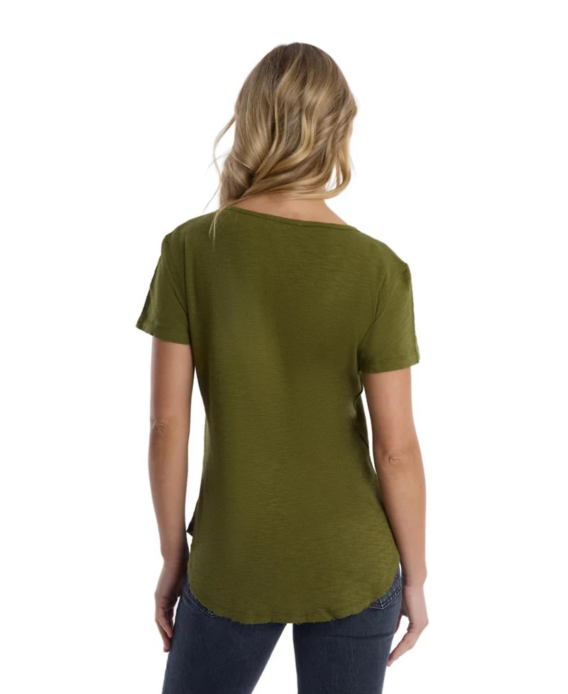 Wilt Clothing Women's V-Neck Henley Short Sleeve Tee