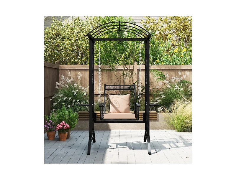 Slickblue Outdoor Porch Swing with Stand and Dual Trellises