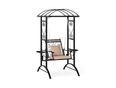 Slickblue Outdoor Porch Swing with Stand and Dual Trellises