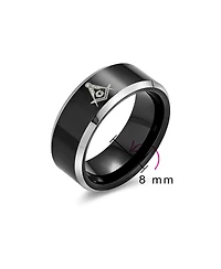 Bling Jewelry Square Compass Freemason Masonic Titanium Band Ring Silver Tone Comfort Fit 8MM