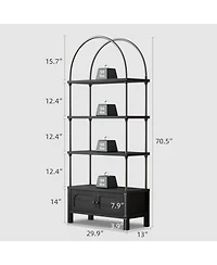 Sugift 71-Inch Tall Arched Bookshelf Bookcase Shelving Unit with Storage Cabinet Heavy for Living Room/Office