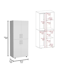 flynama 70inch Hazel Armoire 4-Door 6 Shelves 2 Hanging Rods Closet Cabinet