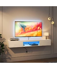 sumyeg 63" Modern Floating Tv Stand Wall Mounted with 16 Color Led Lighting
