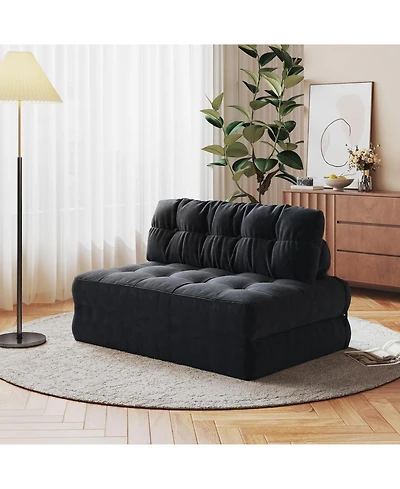 gaomon Folding Sofa Bed, Futon Sofa Bed, Floor Folding Couch for Living Room, Convertible Sleeper Chair with Pillow Foldable Mattress Back Support