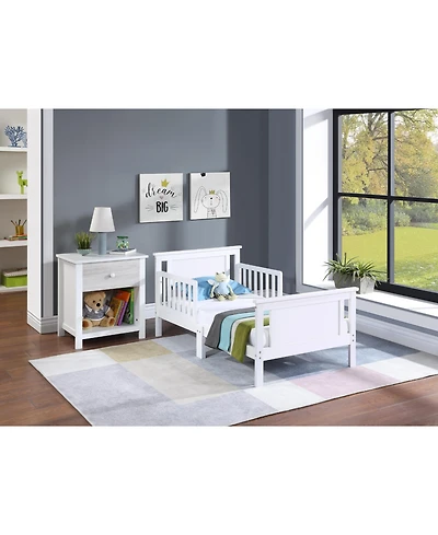 flynama Reversible Panel Toddler Bed with Dual Tone Finish and Solid Wood Construction for Kids Bedroom