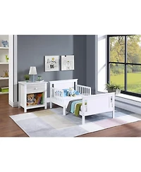 flynama Reversible Panel Toddler Bed with Dual Tone Finish and Solid Wood Construction for Kids Bedroom