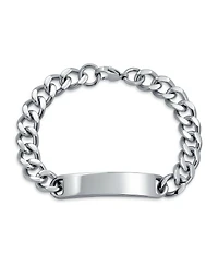 Bling Jewelry Blank Id Identification Bracelet Stainless Steel Curb Link Chain