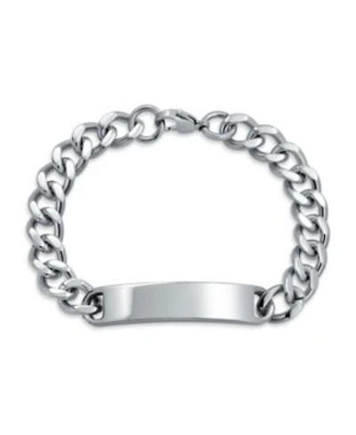 Bling Jewelry Blank Id Identification Bracelet Stainless Steel Curb Link Chain