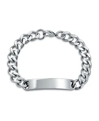 Bling Jewelry Blank Id Identification Bracelet Stainless Steel Curb Link Chain