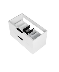 Sillysis 36 Wall Mounted Bathroom Vanity with Ceramic Sink, Fluted Mdf Cabinet & Drawers for Modern Bathrooms