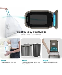 Home Zone Living 13 Gallon Slim Stainless Steel Kitchen Trash Can with Clean Aura Odor Control and Soft Close Lid