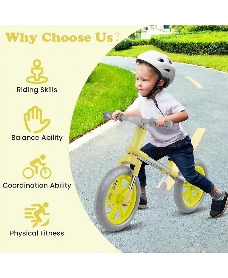 Hongge 12 Inch Balance Bike with Adjustable Seat and Rotatable Handlebar