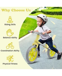 Hongge 12 Inch Balance Bike with Adjustable Seat and Rotatable Handlebar