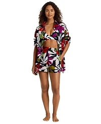 Lauren Ralph Women's Printed Swim Shirt and Shorts, 2-Pc. Set