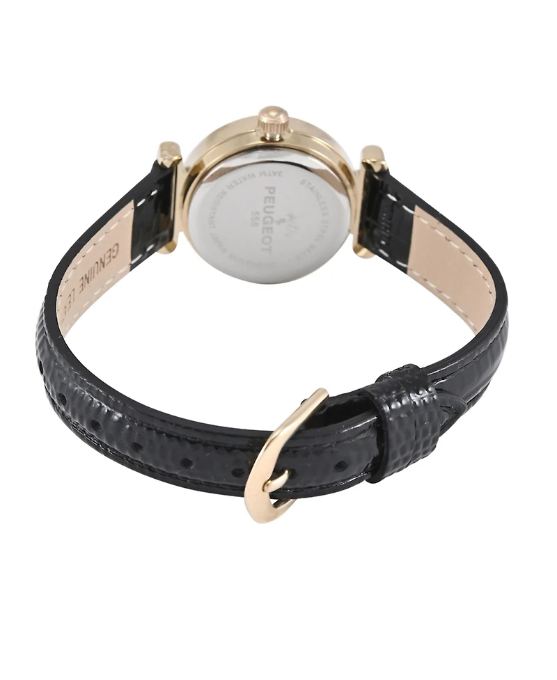 Peugeot Women's Petite 25mm Sun-Moon Watch with Glossy Leather Strap
