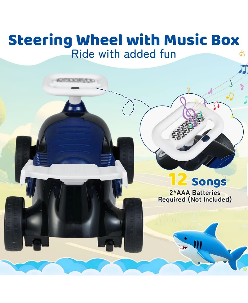 Slickblue Toddler Ride On Car with Music and Storage Compartment