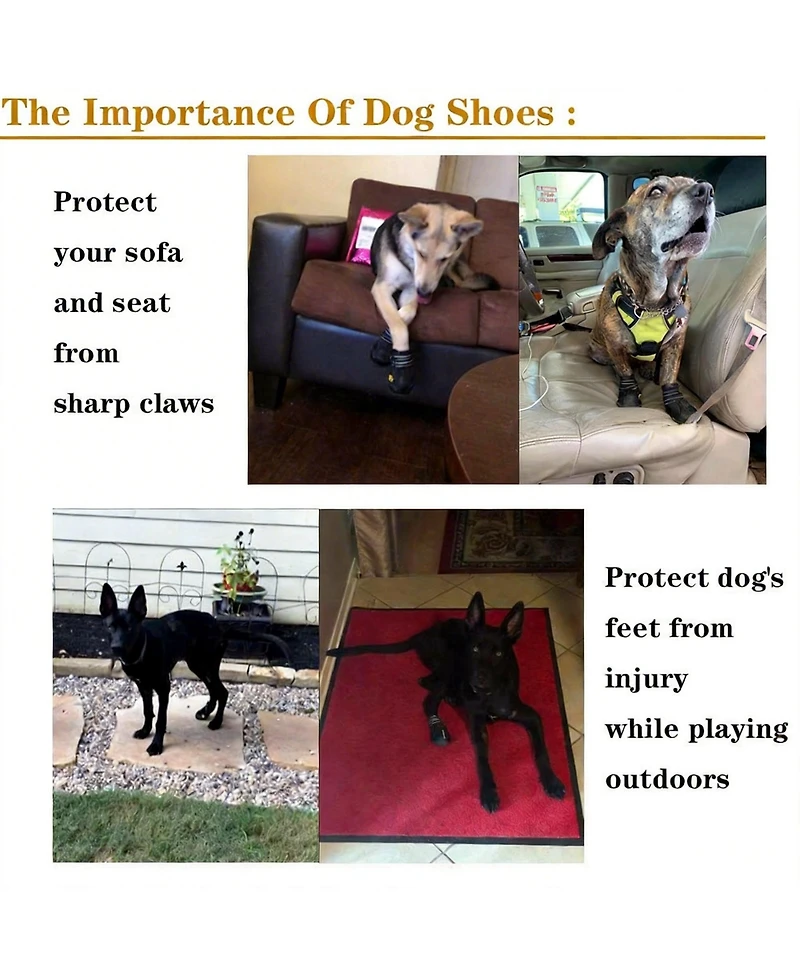 Dog Boots with Reflective Strips and Anti-slip Sole for Large Dogs