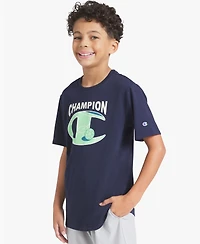 Champion Big Boys' Short-Sleeve Round Neck Graphic T-Shirt