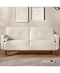 Gaomon 65" Mid Century Modern Loveseat Sofa, Linen Upholstered 2-Seater Couch, Deep Seat Love Seat for Living Room, Bedroom, Office, Small Space