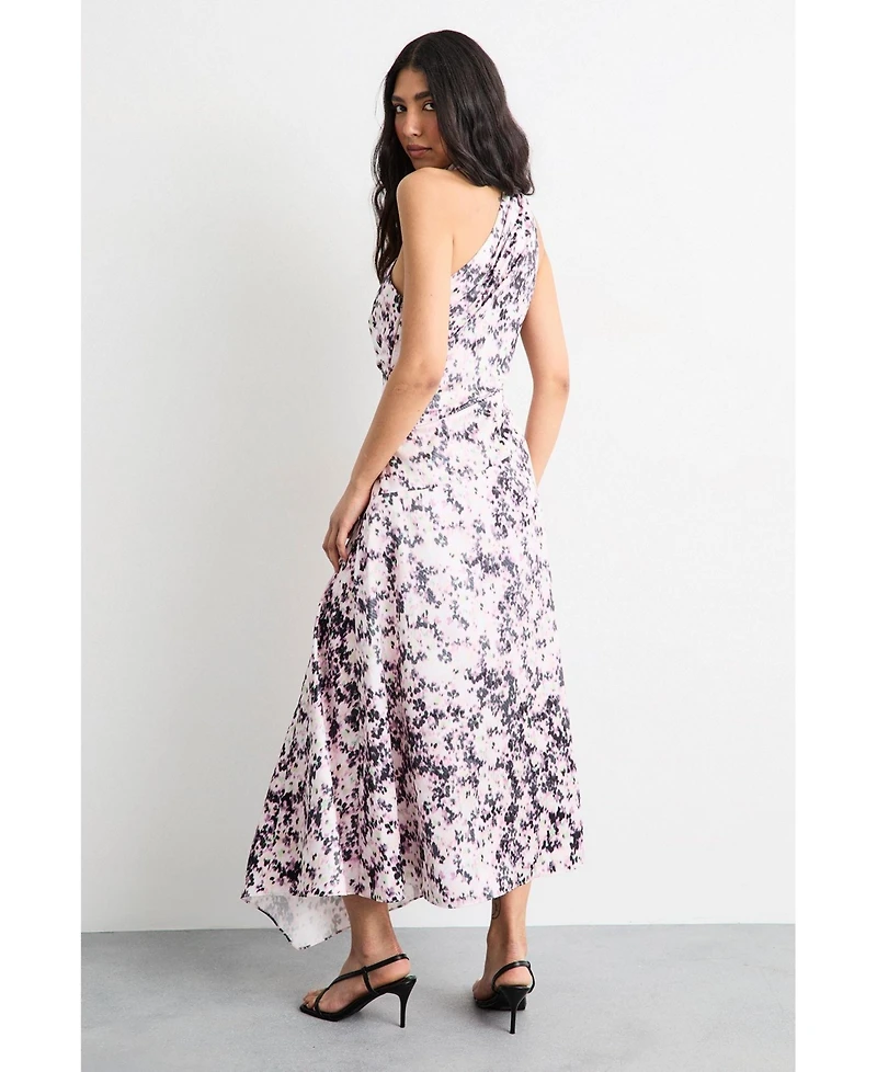 Warehouse Women's Scarf Tie Asymmetric Maxi Dress