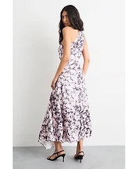 Warehouse Women's Scarf Tie Asymmetric Maxi Dress