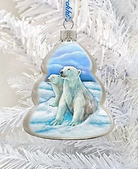 Designocracy Polar Bears Family Mercury Holiday Ornament