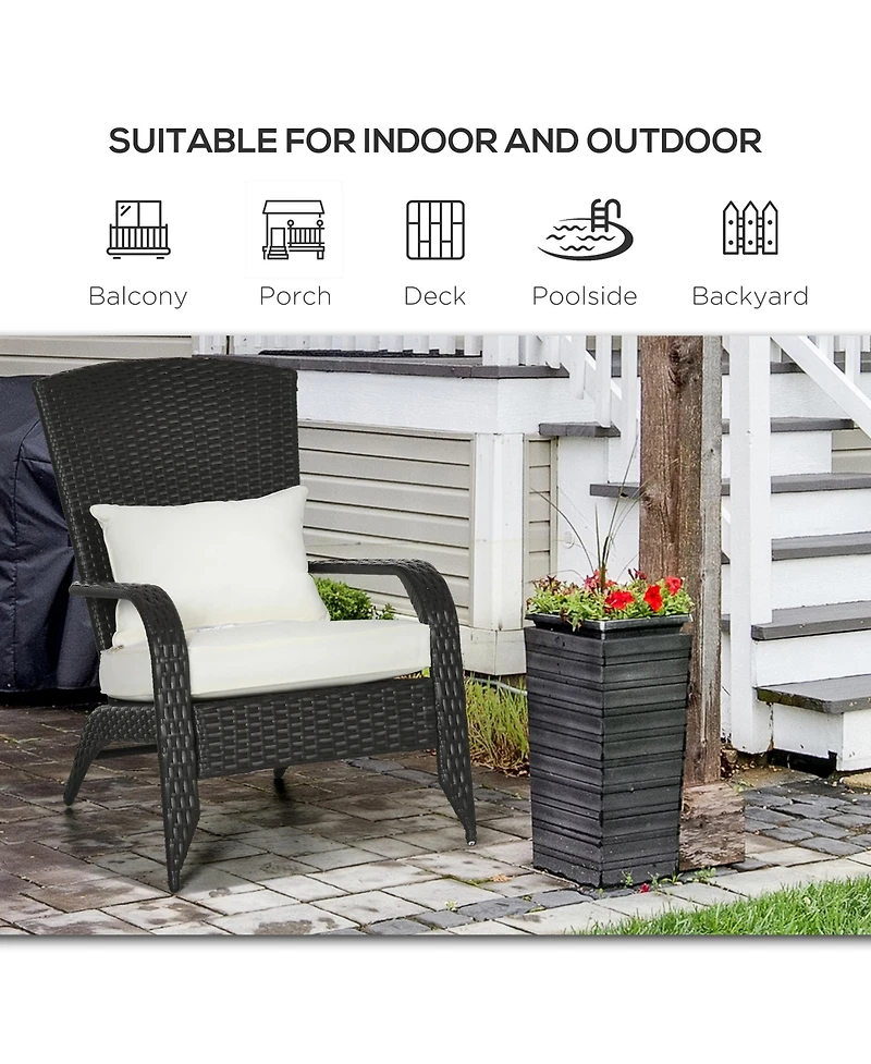 Outsunny Pe Rat Adirondack Lounge Patio Fire Pit Chair,