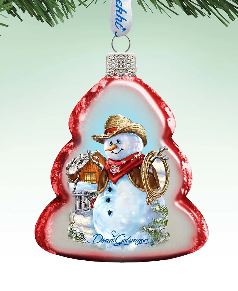 Designocracy Cowboy Snowman Mercury Holiday Ornament