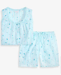 Charter Club Women's Woven Tank Top and Shorts, 2-Piece Pajama Set, Macy's Exclusive