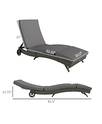 Outsunny Chaise Lounge Pool Chair, Outdoor Pe Rattan Sun Lounger, Dark Blue