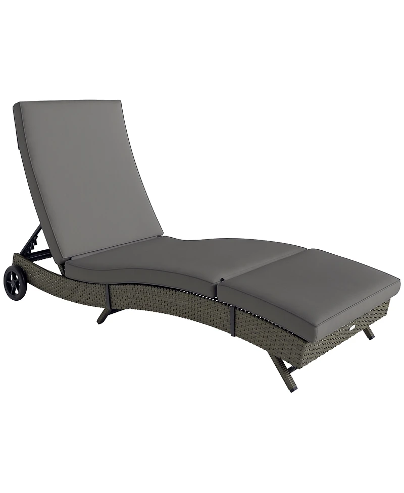 Outsunny Chaise Lounge Pool Chair, Outdoor Pe Rattan Sun Lounger, Dark Blue