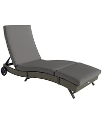 Outsunny Chaise Lounge Pool Chair, Outdoor Pe Rattan Sun Lounger, Dark Blue