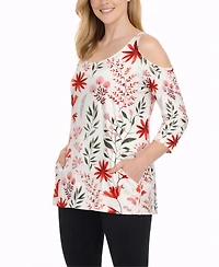 White Mark Women's Printed Relaxed-Fit Tunic Top