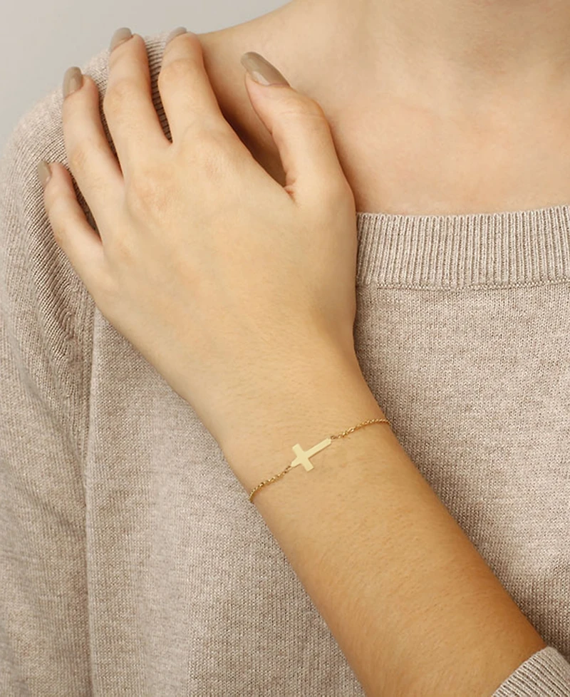 Adjustable Cross Bracelet Set in 14k Gold