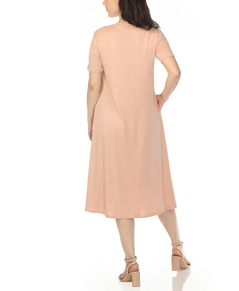 White Mark Women's Maternity Short-Sleeve A-Line Dress