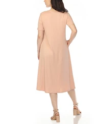 White Mark Women's Maternity Short-Sleeve A-Line Dress