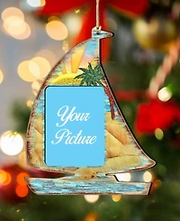 Designocracy Sailboat Picture Frame Ornament Set of 2