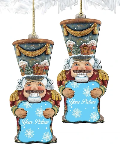 Designocracy Nutcracker Picture Frame Ornament Set of 2