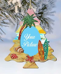 Designocracy Coastal Christmas Tree Picture Ornament Set of 2