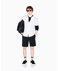 A|X Armani Exchange Men's Short Sleeve Poplin Allover logo Print Button Down Shirt